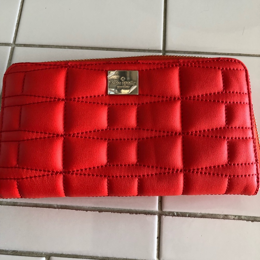 Authentic Kate Spade Lacey zipper wallet in flame